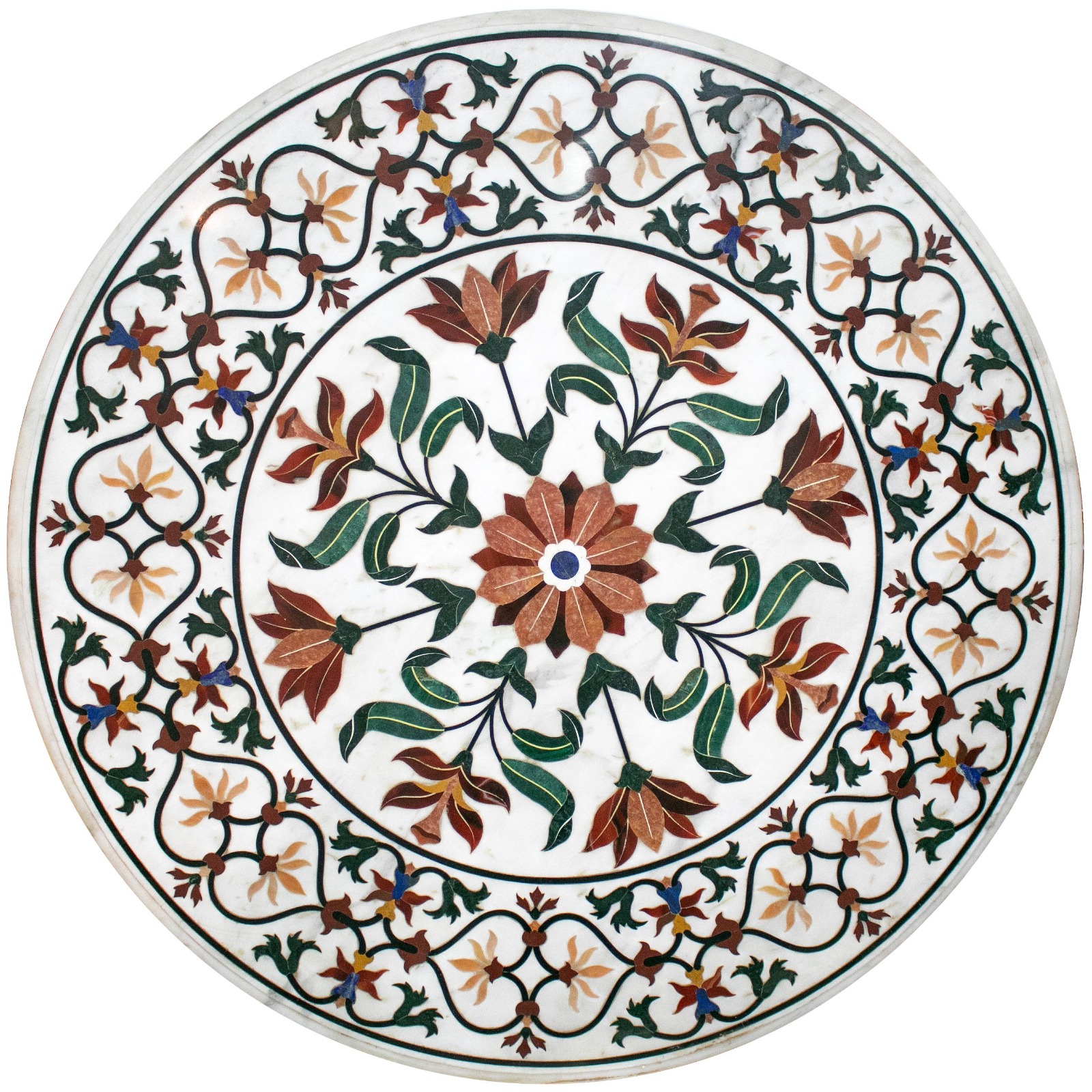 White Marble Elaborate Floral Design